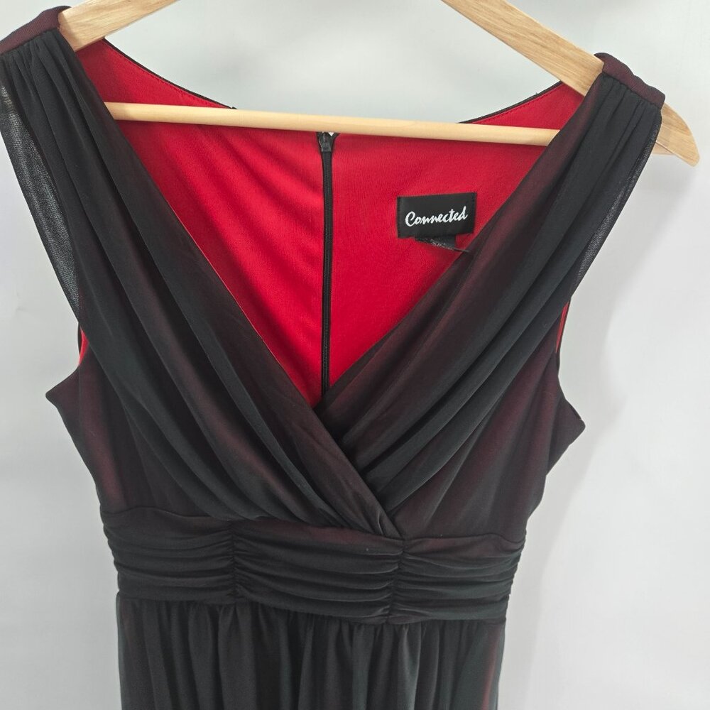 Vintage Connected Red Black Mesh Overlay Y2k Whimsigoth Midi Dress Size 8 Flaws - Picture 2 of 13